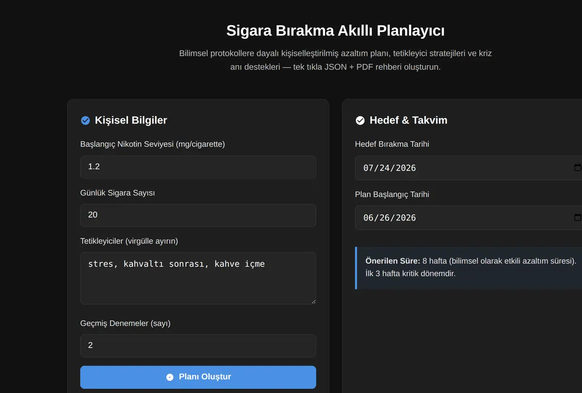 Sigara Bırakma Akıllı Planlayıcı ekran görüntüsü