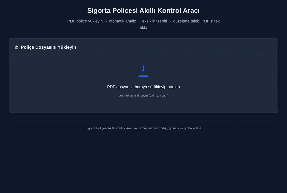 Sigorta Poliçesi Akıllı Kontrol Aracı ekran görüntüsü 2