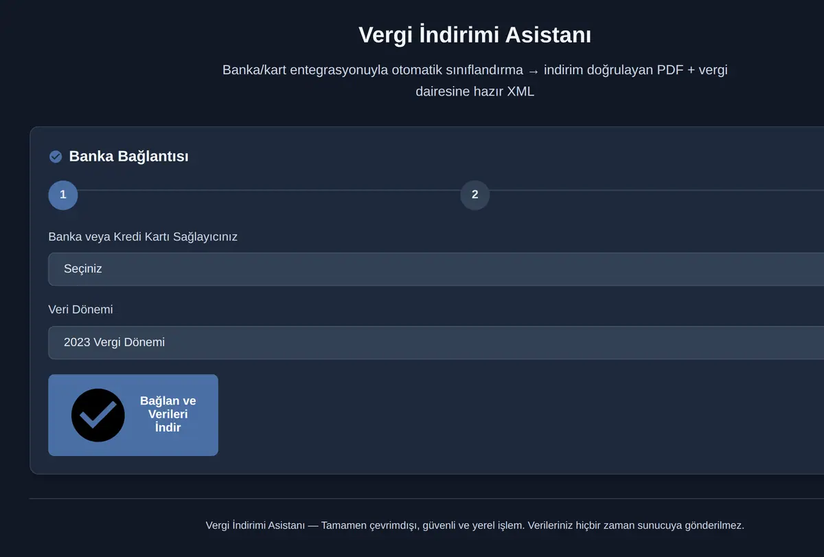 Vergi İndirimi Asistanı ekran görüntüsü