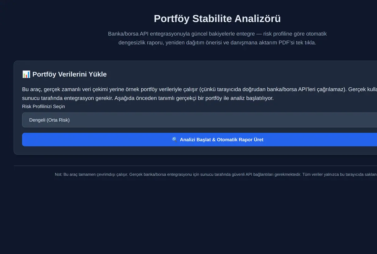 Portföy Stabilite Analizörü ekran görüntüsü
