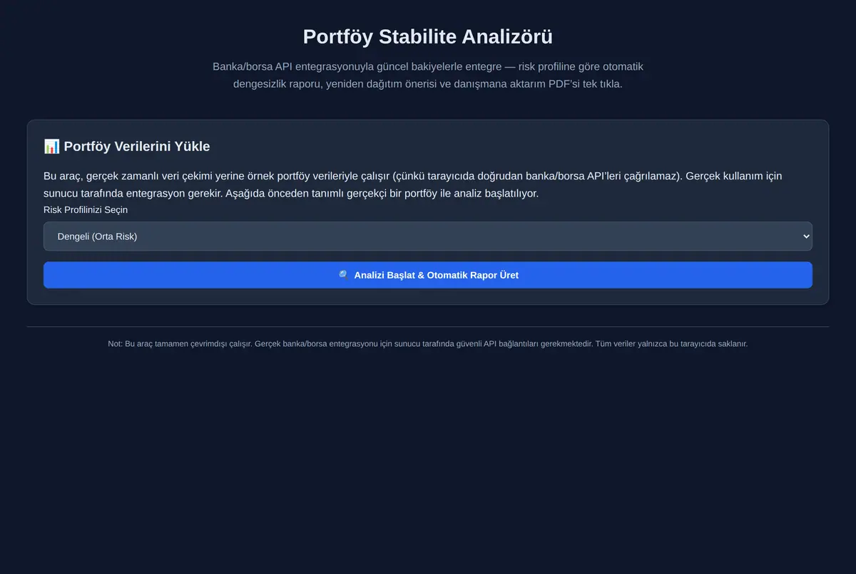 Portföy Stabilite Analizörü ekran görüntüsü 3