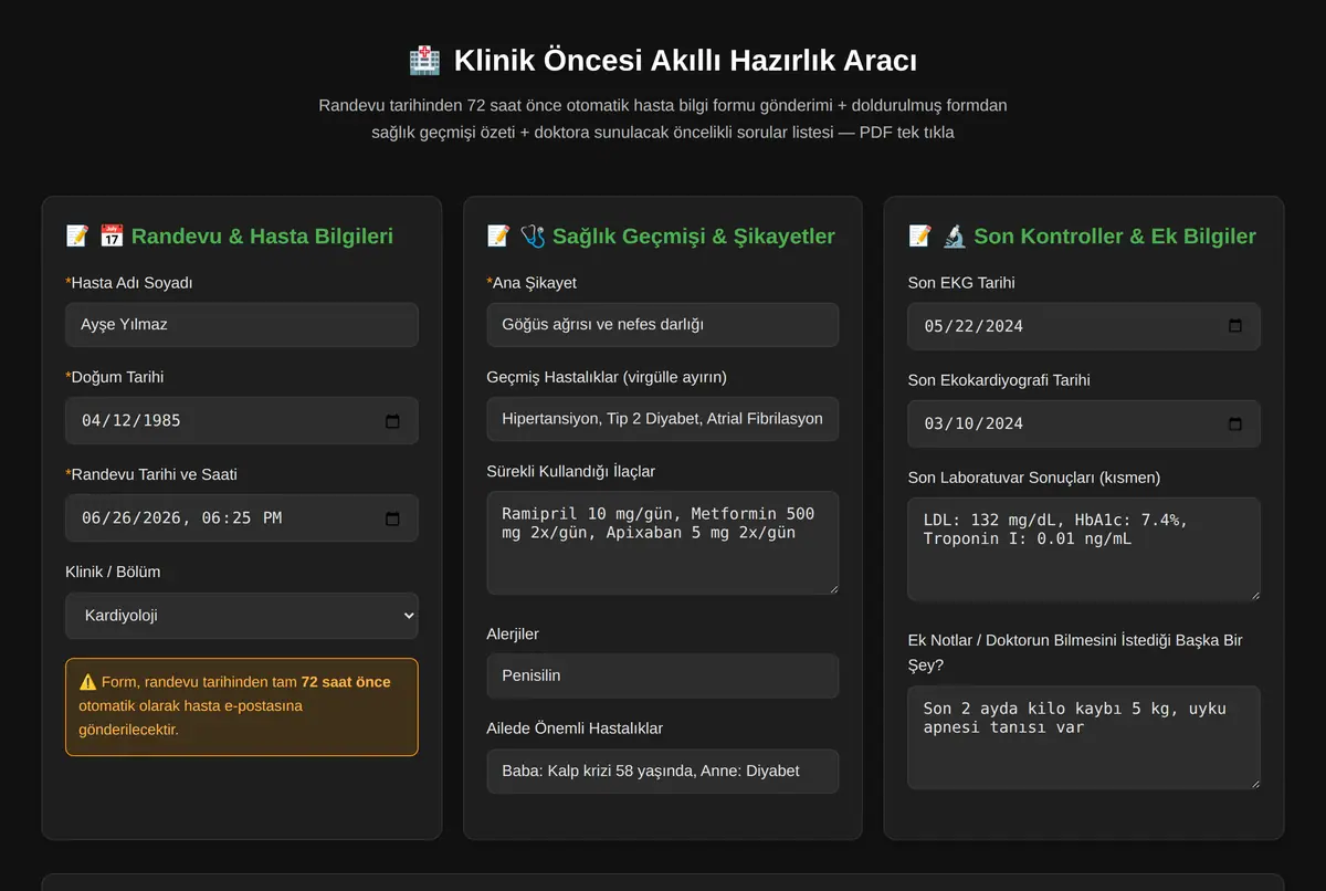 Klinik Öncesi Akıllı Hazırlık Aracı ekran görüntüsü 2
