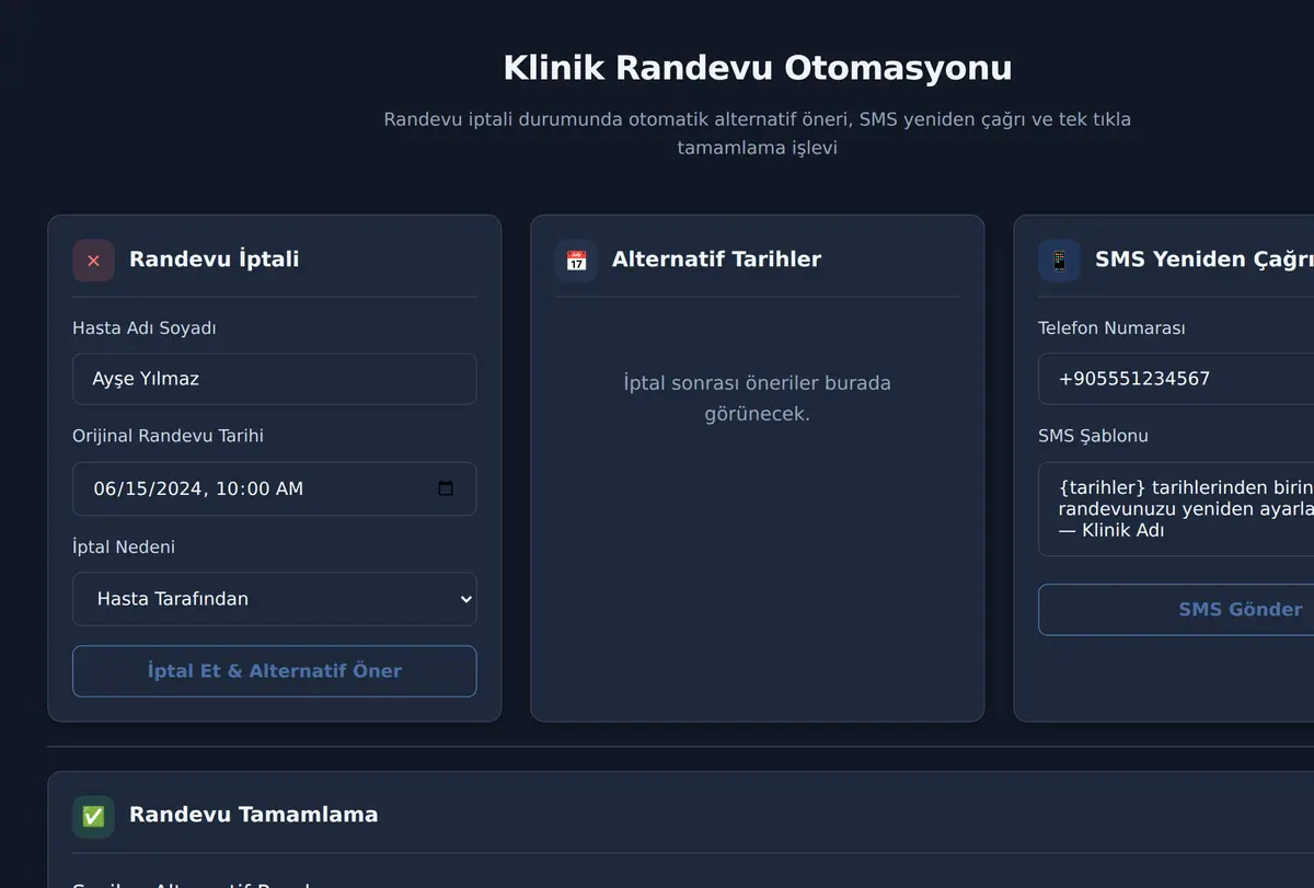 Klinik Randevu Otomasyonu ekran görüntüsü