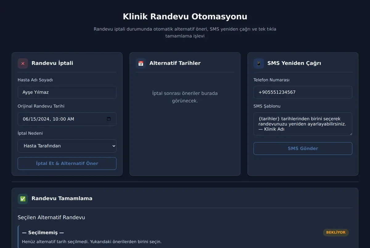 Klinik Randevu Otomasyonu ekran görüntüsü 2
