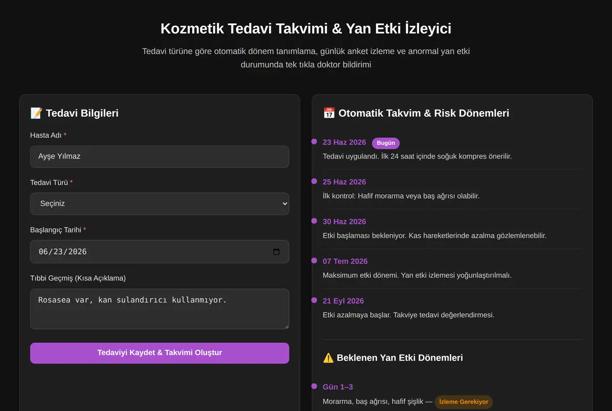 Kozmetik Tedavi Takvimi & Yan Etki İzleyici ekran görüntüsü 2