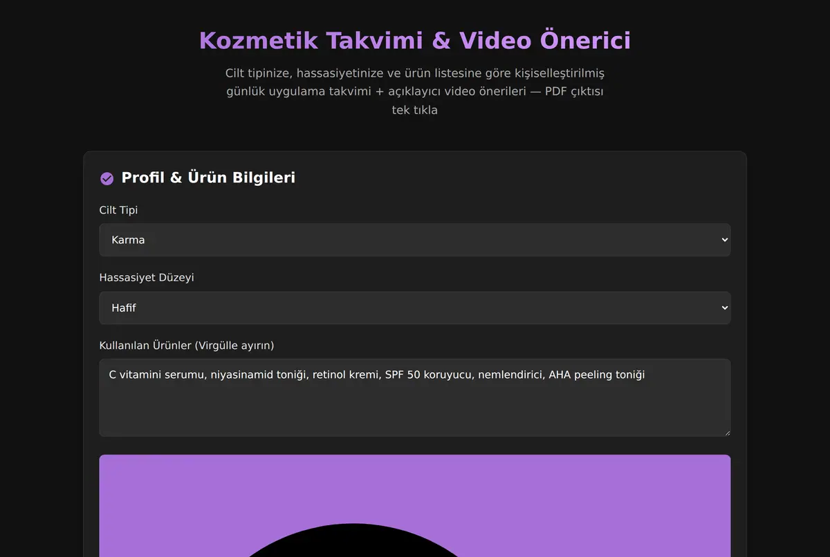 Kozmetik Takvimi & Video Önerici ekran görüntüsü 2