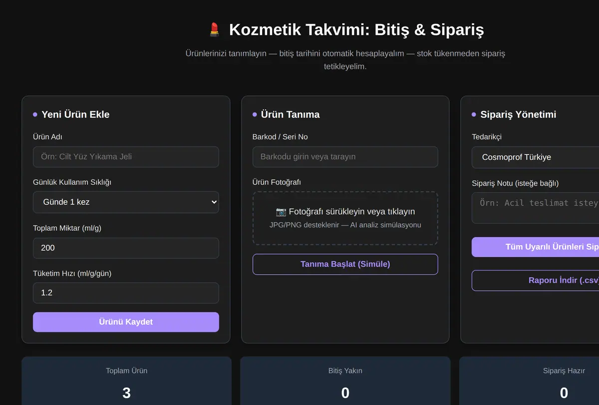 Kozmetik Takvimi: Bitiş & Sipariş ekran görüntüsü