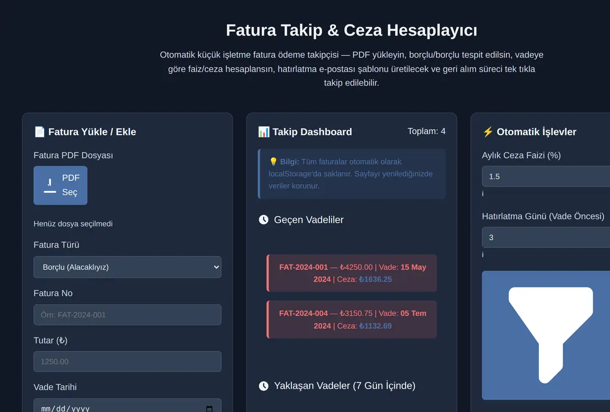 Fatura Takip & Ceza Hesaplayıcı ekran görüntüsü