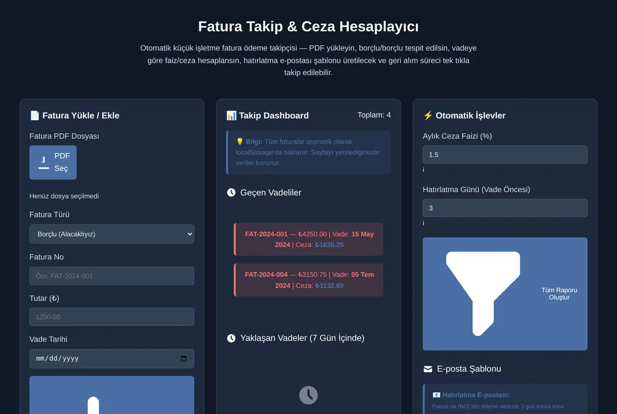 Fatura Takip & Ceza Hesaplayıcı ekran görüntüsü 2