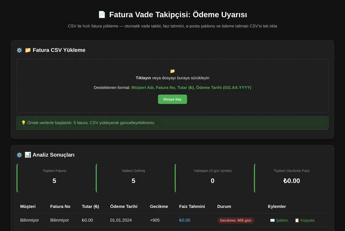 Fatura Vade Takipçisi: Ödeme Uyarısı ekran görüntüsü 2