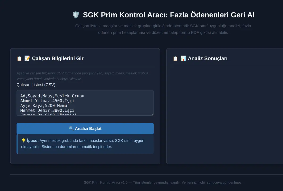 SGK Prim Kontrol Aracı: Fazla Ödenenleri Geri Al ekran görüntüsü