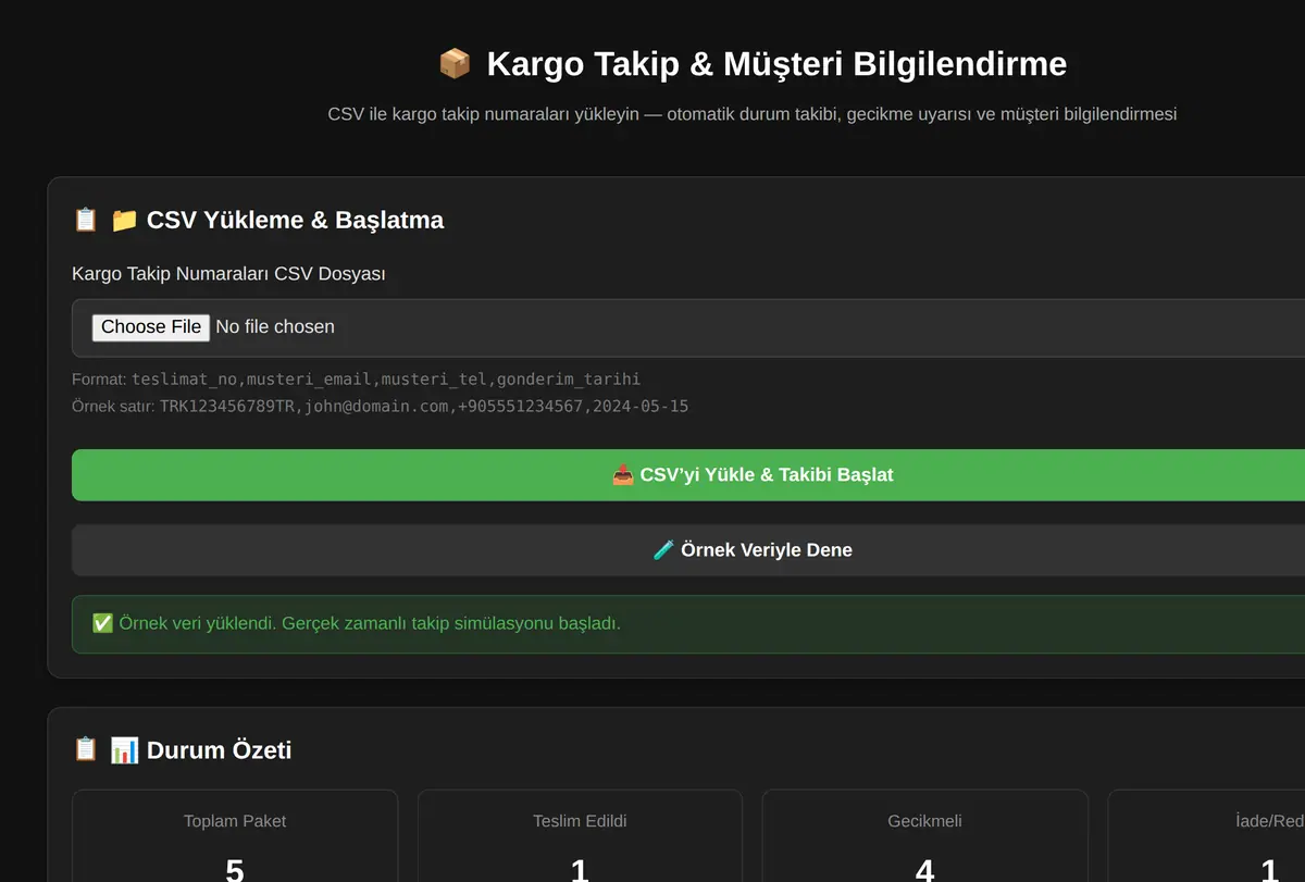 Kargo Takip & Müşteri Bilgilendirme ekran görüntüsü