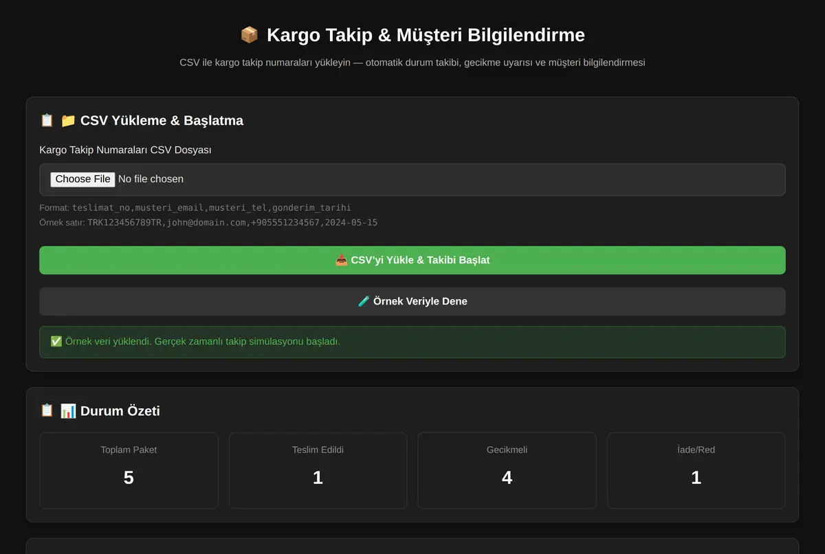 Kargo Takip & Müşteri Bilgilendirme ekran görüntüsü 2