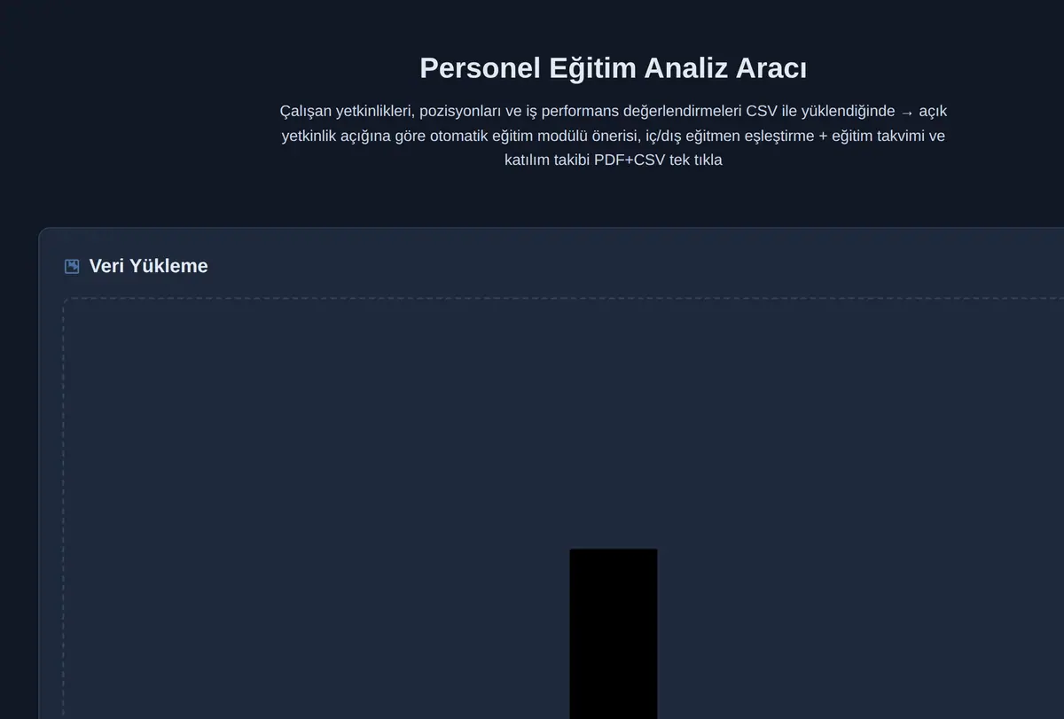 Personel Eğitim Analiz Aracı ekran görüntüsü
