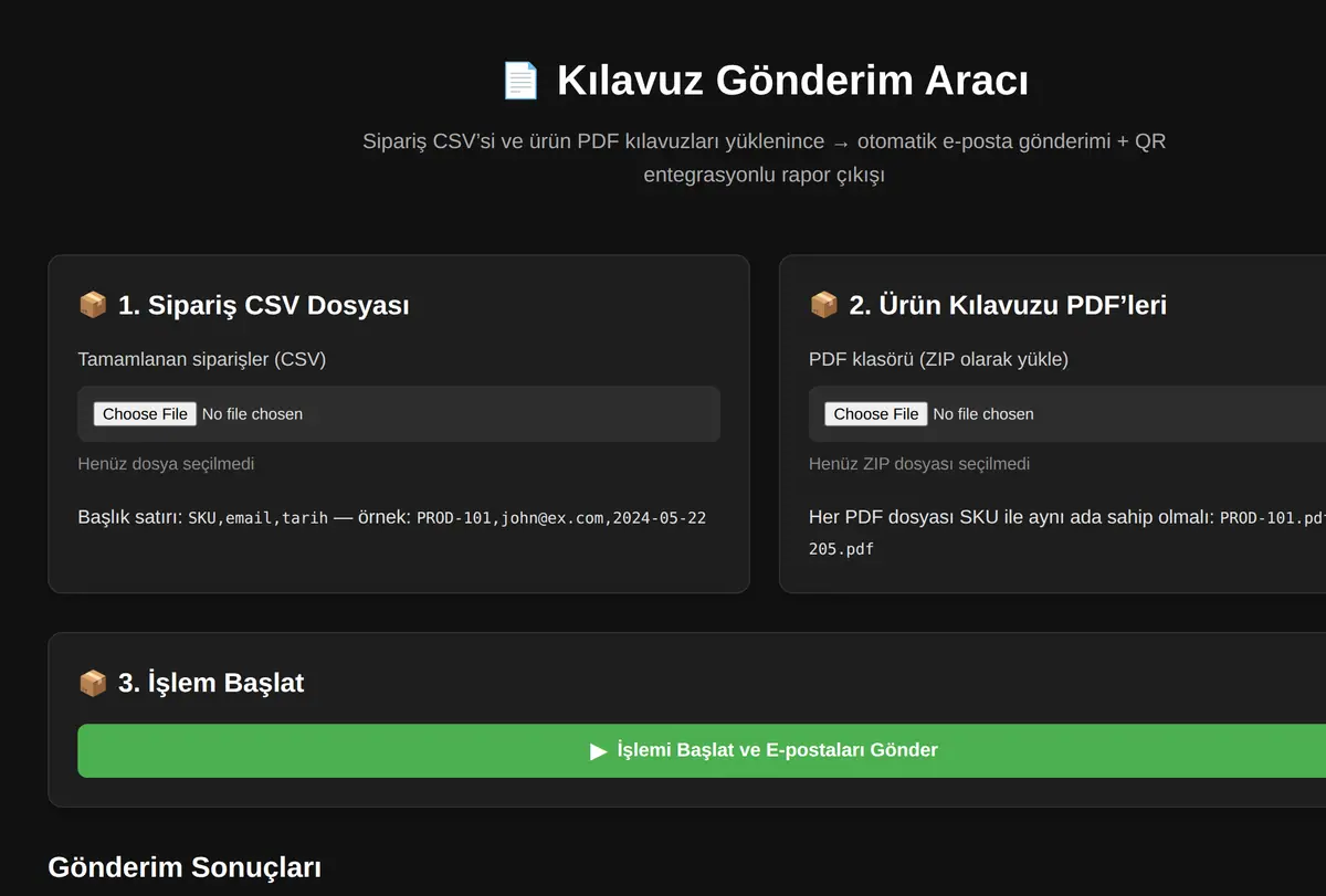 Kılavuz Gönderim Aracı ekran görüntüsü