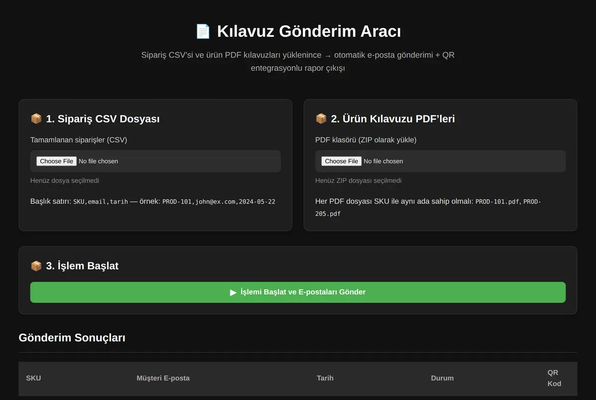 Kılavuz Gönderim Aracı ekran görüntüsü 2