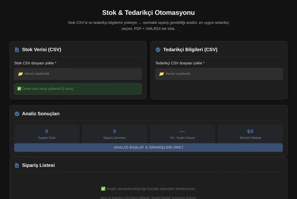 Stok & Tedarikçi Otomasyonu ekran görüntüsü 2