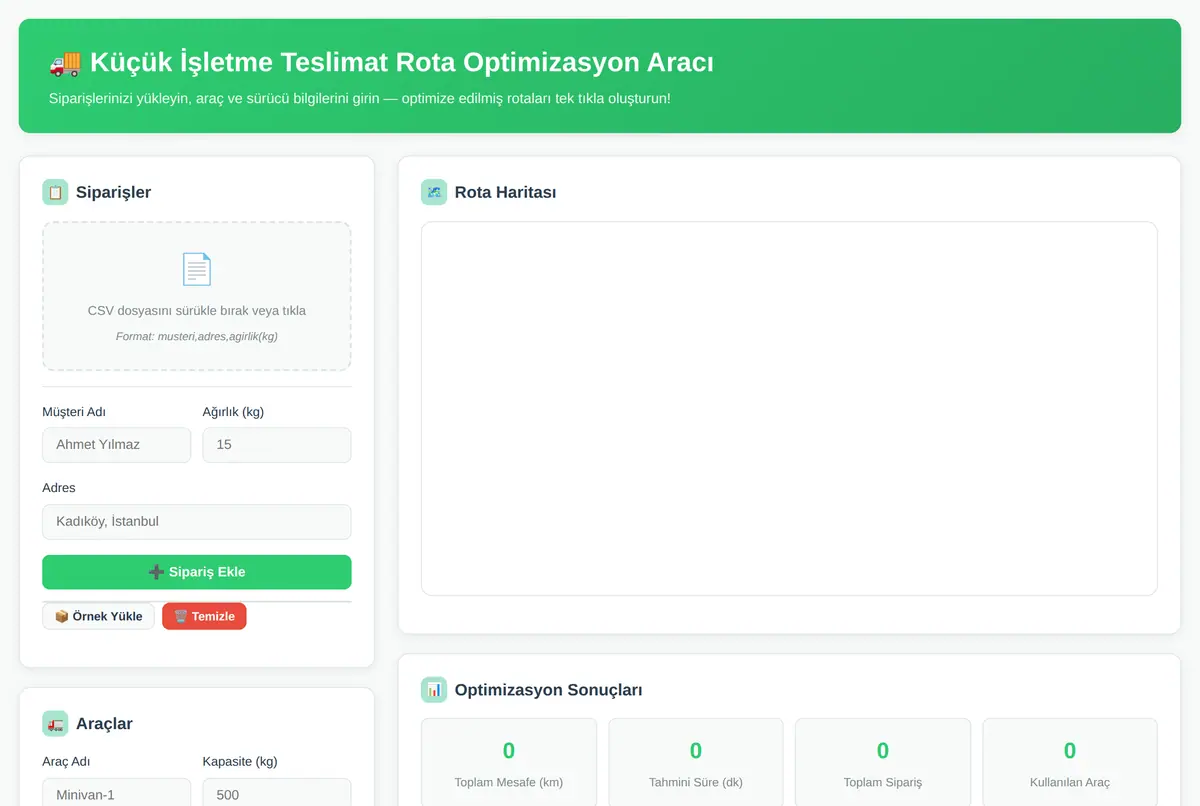 Küçük İşletme Teslimat Rota Optimizasyon Aracı ekran görüntüsü 2
