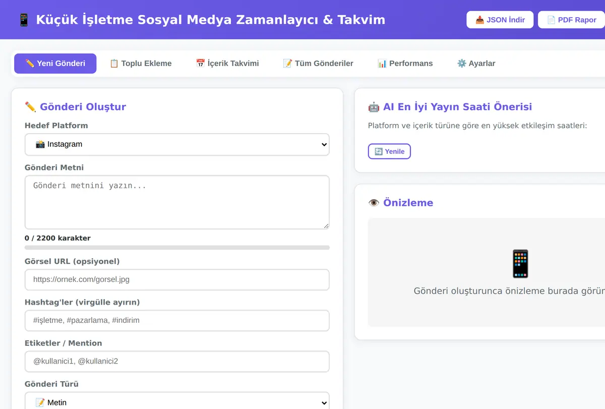 Küçük İşletme Sosyal Medya Zamanlayıcı & Takvim ekran görüntüsü