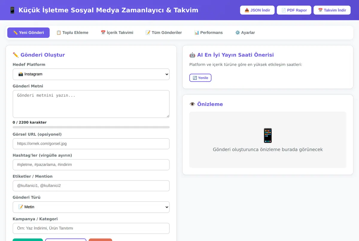 Küçük İşletme Sosyal Medya Zamanlayıcı & Takvim ekran görüntüsü 2
