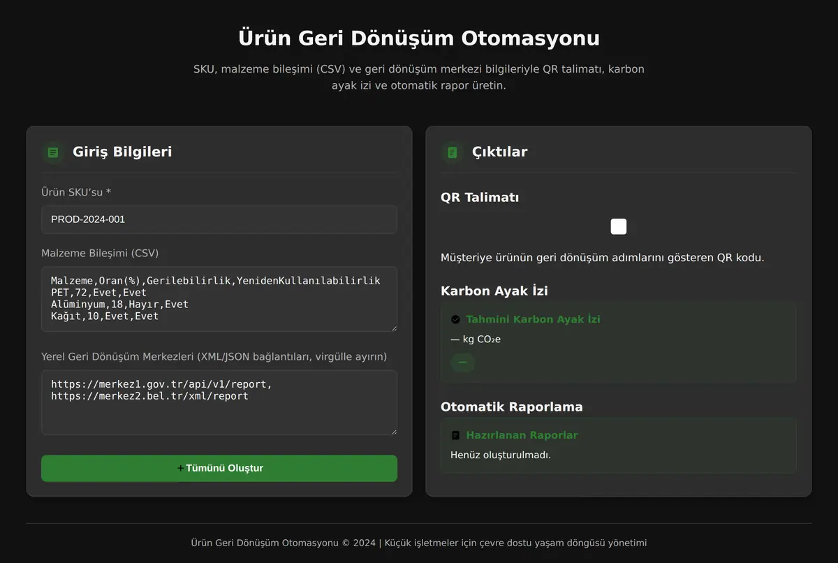 Ürün Geri Dönüşüm Otomasyonu ekran görüntüsü 2