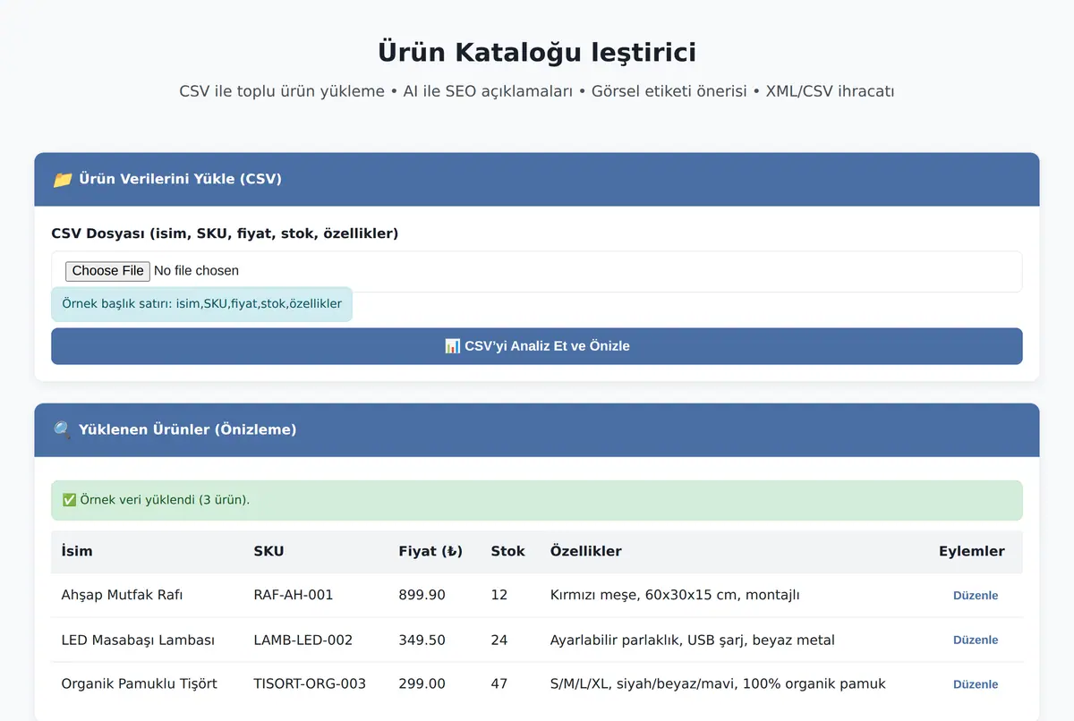 Ürün Kataloğu leştirici ekran görüntüsü 2