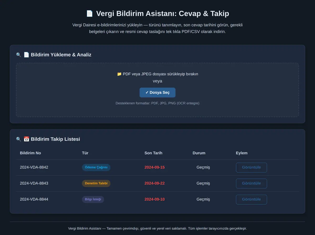Vergi Bildirim Asistanı: Cevap & Takip ekran görüntüsü 3