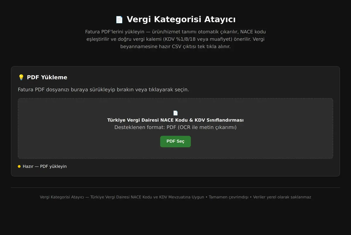 Vergi Kategorisi Atayıcı ekran görüntüsü 3