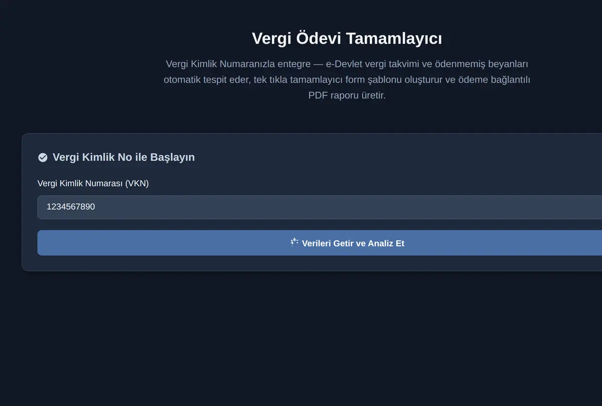 Vergi Ödevi Tamamlayıcı ekran görüntüsü