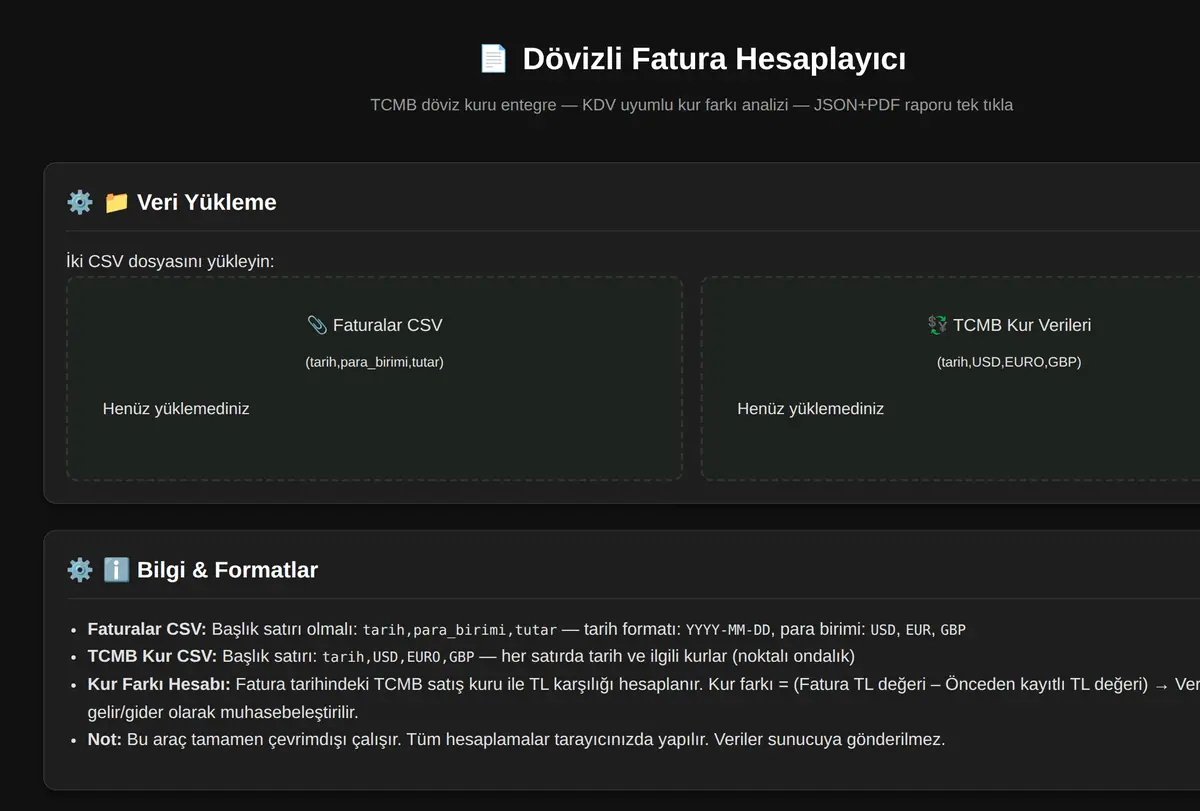Dövizli Fatura Hesaplayıcı ekran görüntüsü