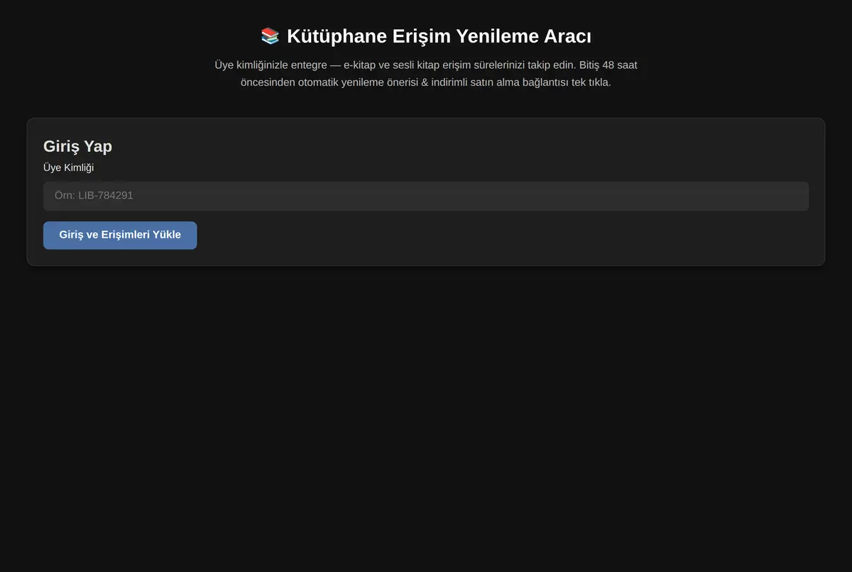 Kütüphane Erişim Yenileme Aracı ekran görüntüsü 2