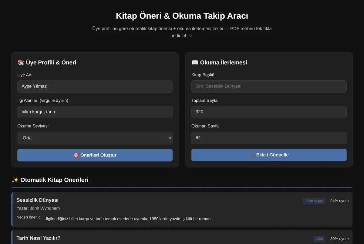 Kitap Öneri & Okuma Takip Aracı ekran görüntüsü 2