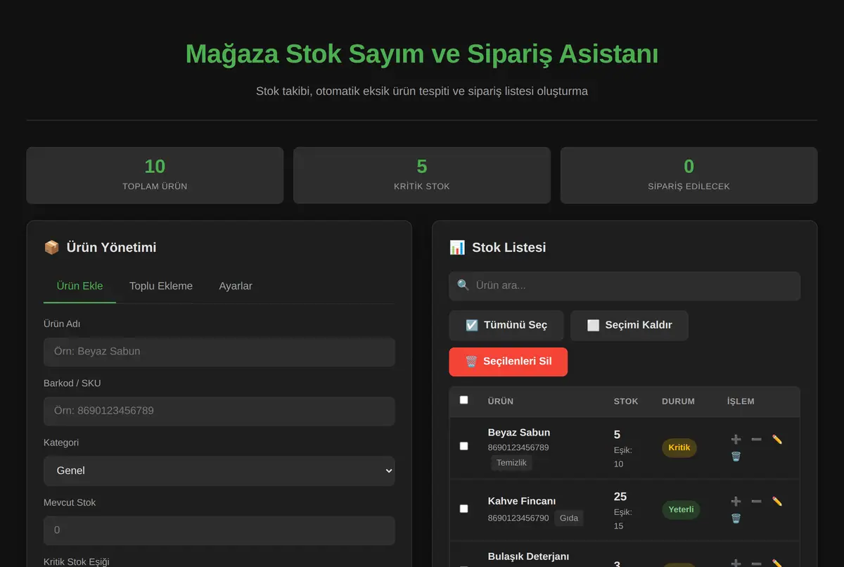 Mağaza Stok Sayım ve Sipariş Asistanı ekran görüntüsü 2