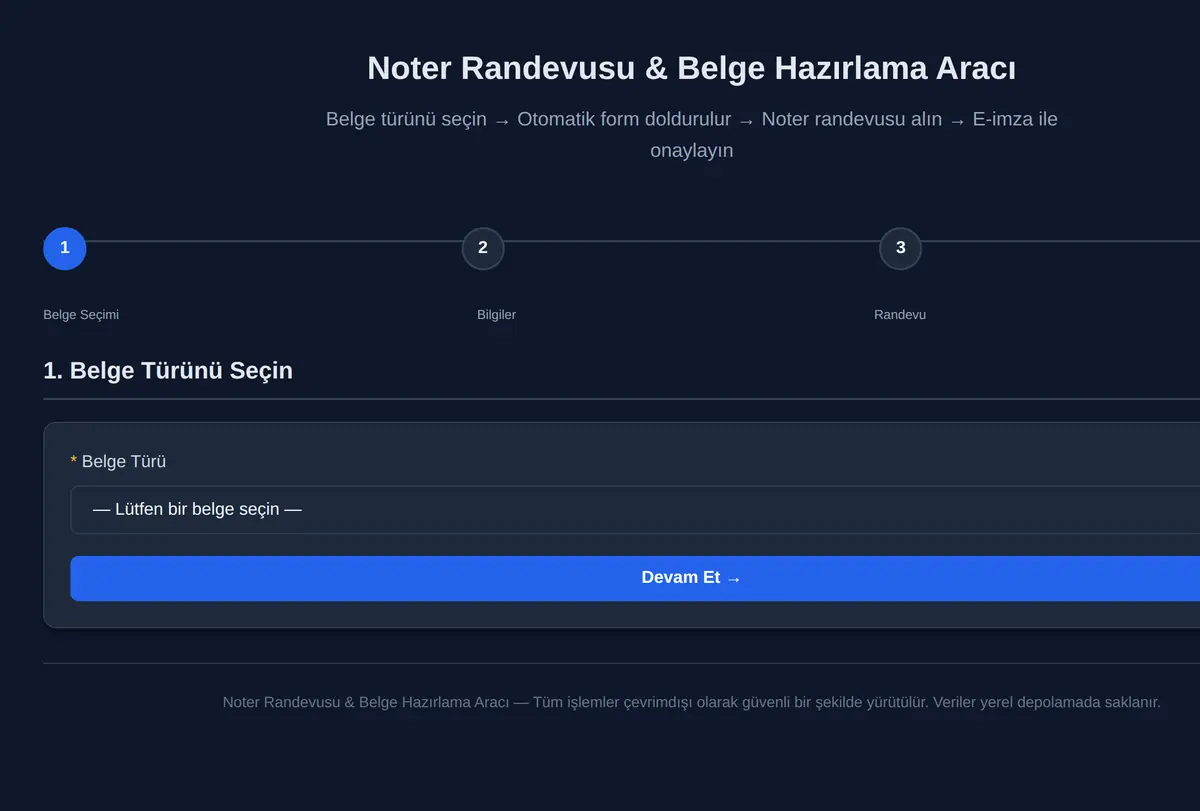 Noter Randevusu & Belge Hazırlama Aracı ekran görüntüsü