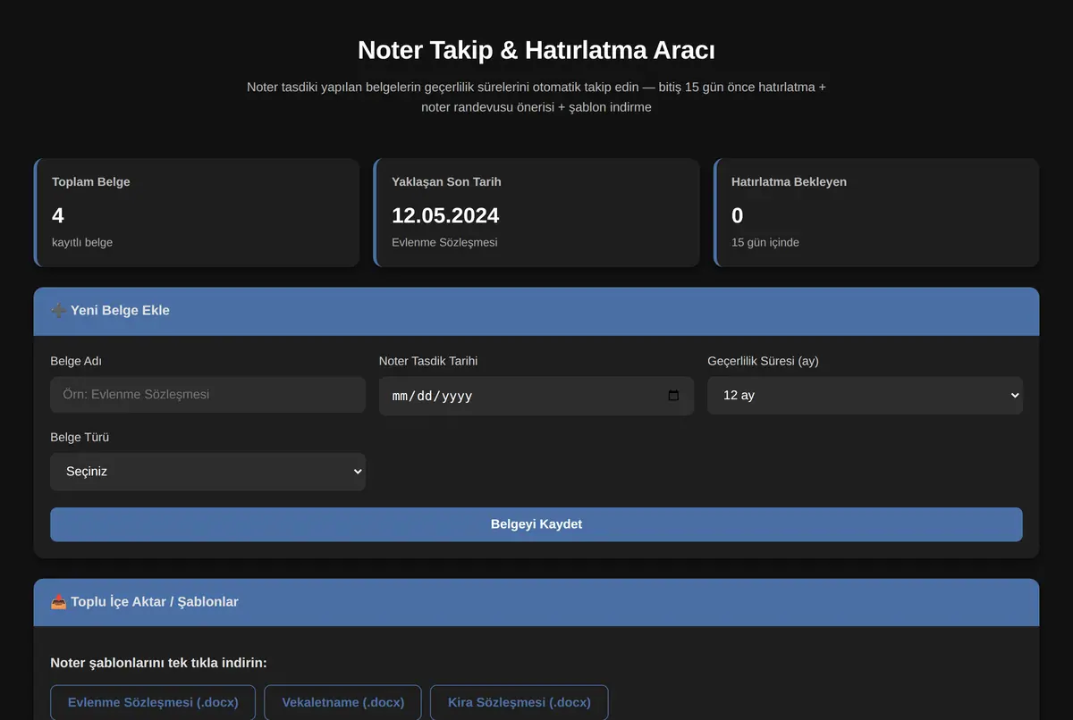 Noter Takip & Hatırlatma Aracı ekran görüntüsü 2