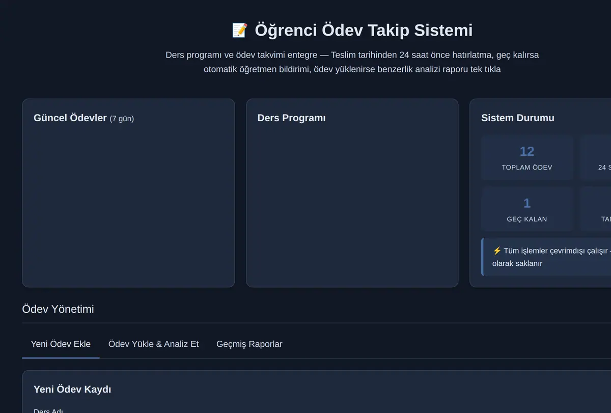 Öğrenci Ödev Takip Sistemi ekran görüntüsü