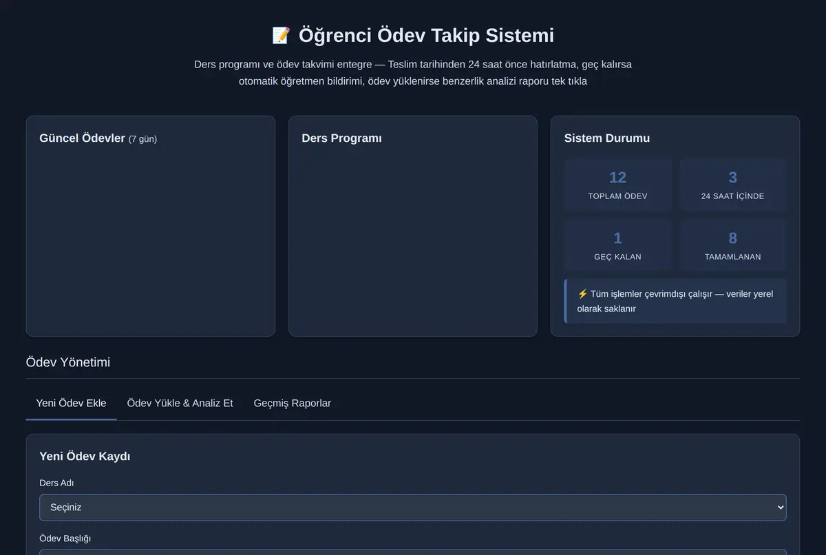 Öğrenci Ödev Takip Sistemi ekran görüntüsü 2