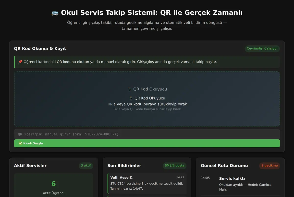 Okul Servis Takip Sistemi: QR ile Gerçek Zamanlı ekran görüntüsü 2