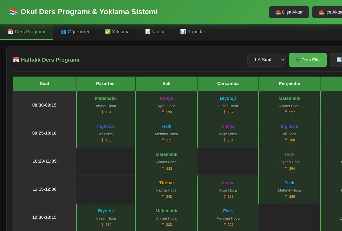 Okul Ders Programı & Yoklama Sistemi ekran görüntüsü