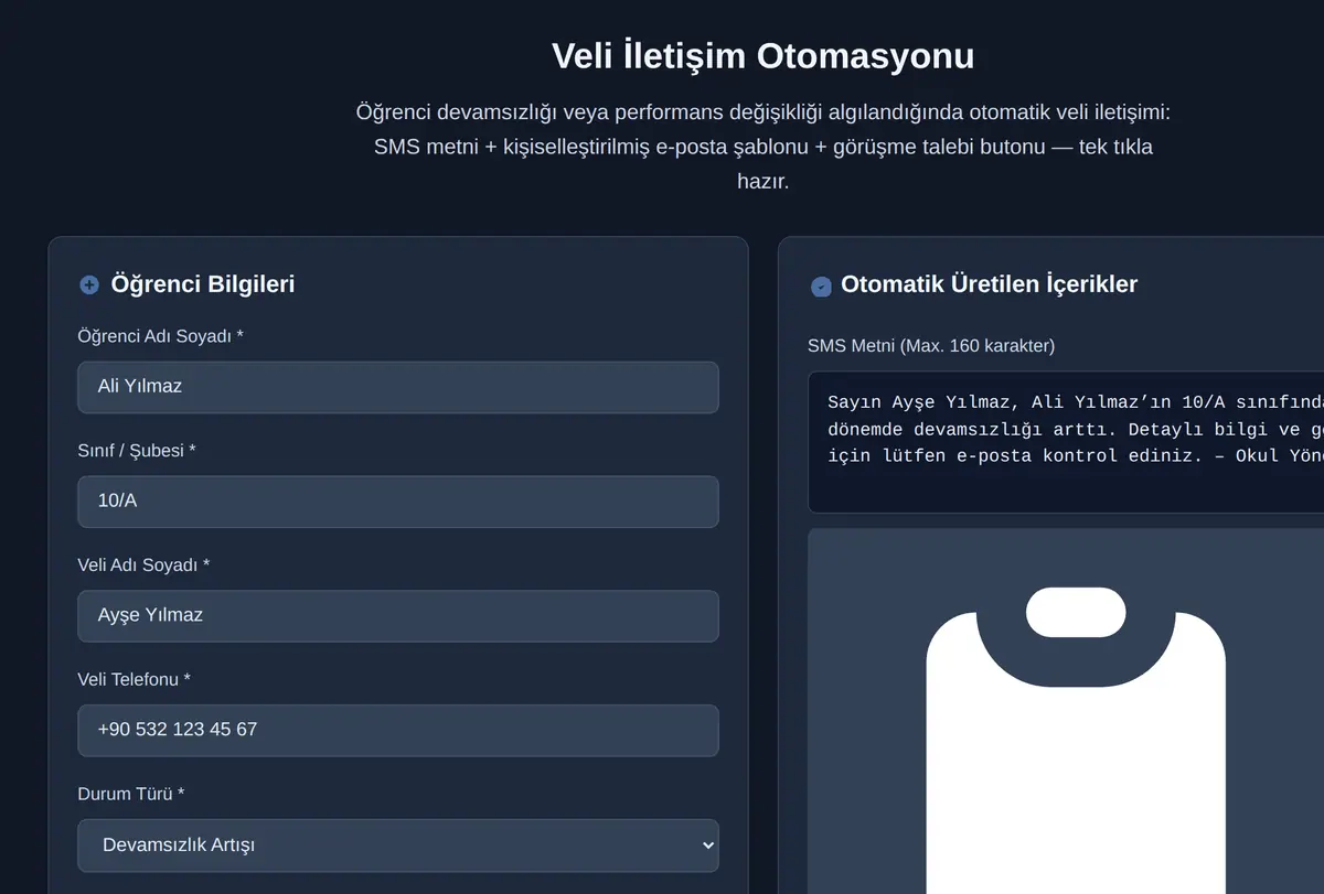 Veli İletişim Otomasyonu ekran görüntüsü