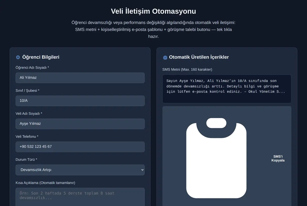 Veli İletişim Otomasyonu ekran görüntüsü 2