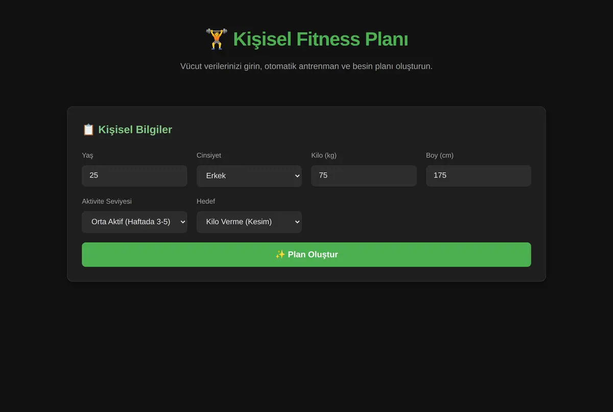 Kişisel Fitness Antrenman ve Besin Planı ekran görüntüsü 2