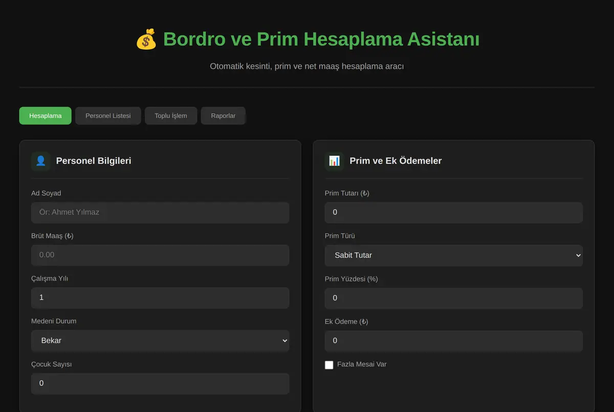 Bordro ve Prim Hesaplama Asistanı ekran görüntüsü 2