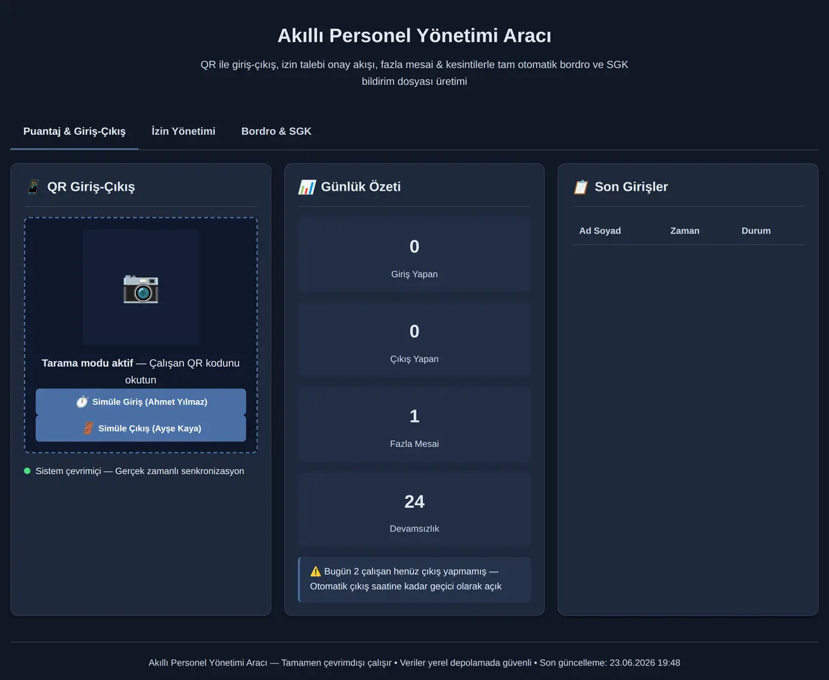 Akıllı Personel Yönetimi Aracı ekran görüntüsü 3