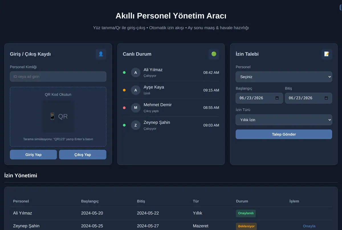 Akıllı Personel Yönetim Aracı ekran görüntüsü 2