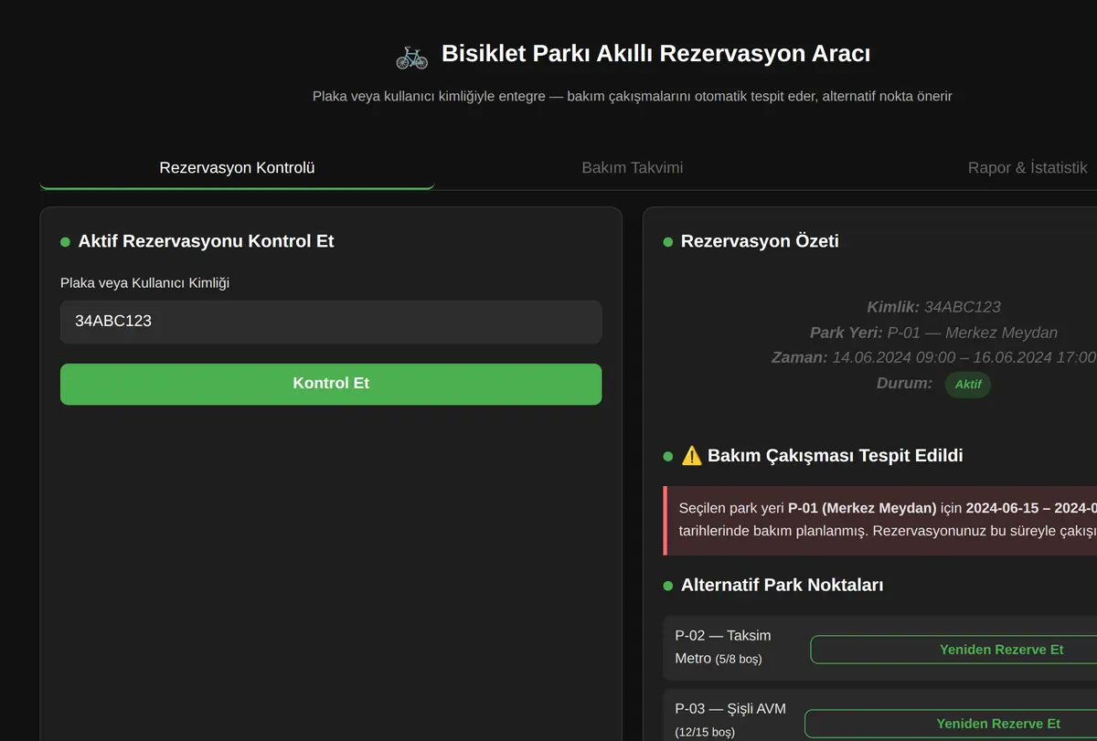Bisiklet Parkı Akıllı Rezervasyon Aracı ekran görüntüsü