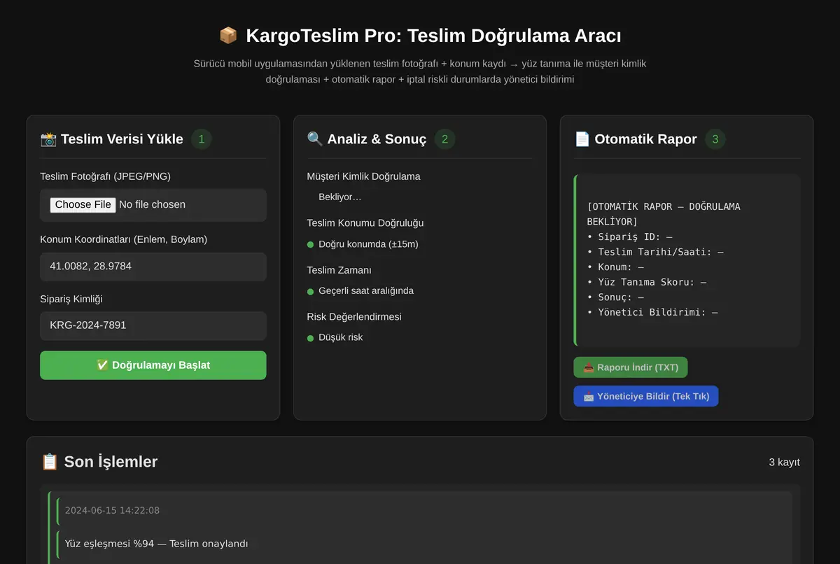 KargoTeslim Pro: Teslim Doğrulama Aracı ekran görüntüsü 2