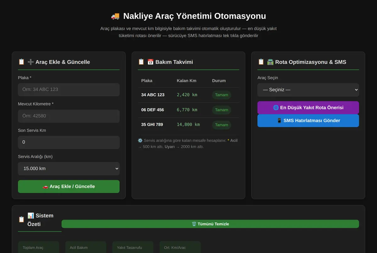 Nakliye Araç Yönetimi Otomasyonu ekran görüntüsü 2