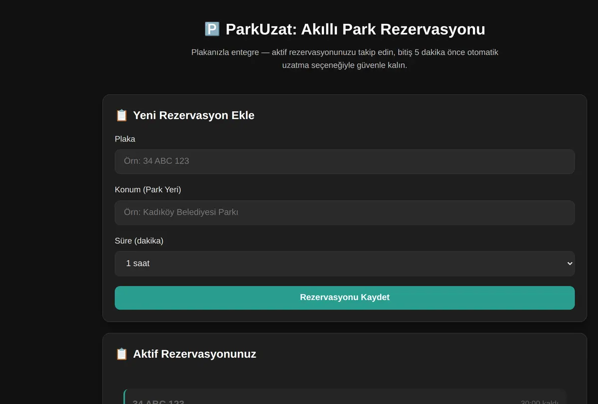 ParkUzat: Akıllı Park Rezervasyonu ekran görüntüsü