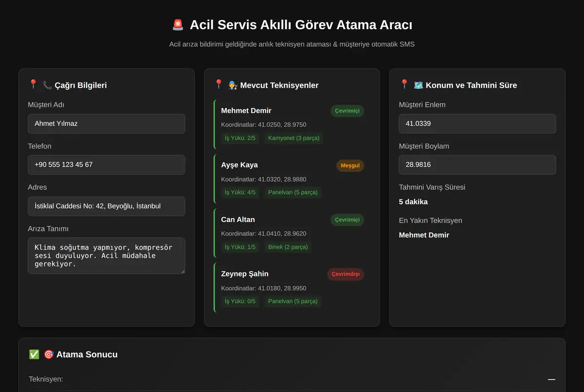 Acil Servis Akıllı Görev Atama Aracı ekran görüntüsü 2